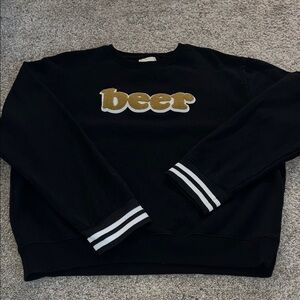 Black Sweatshirt with Gold 'Beer' Design